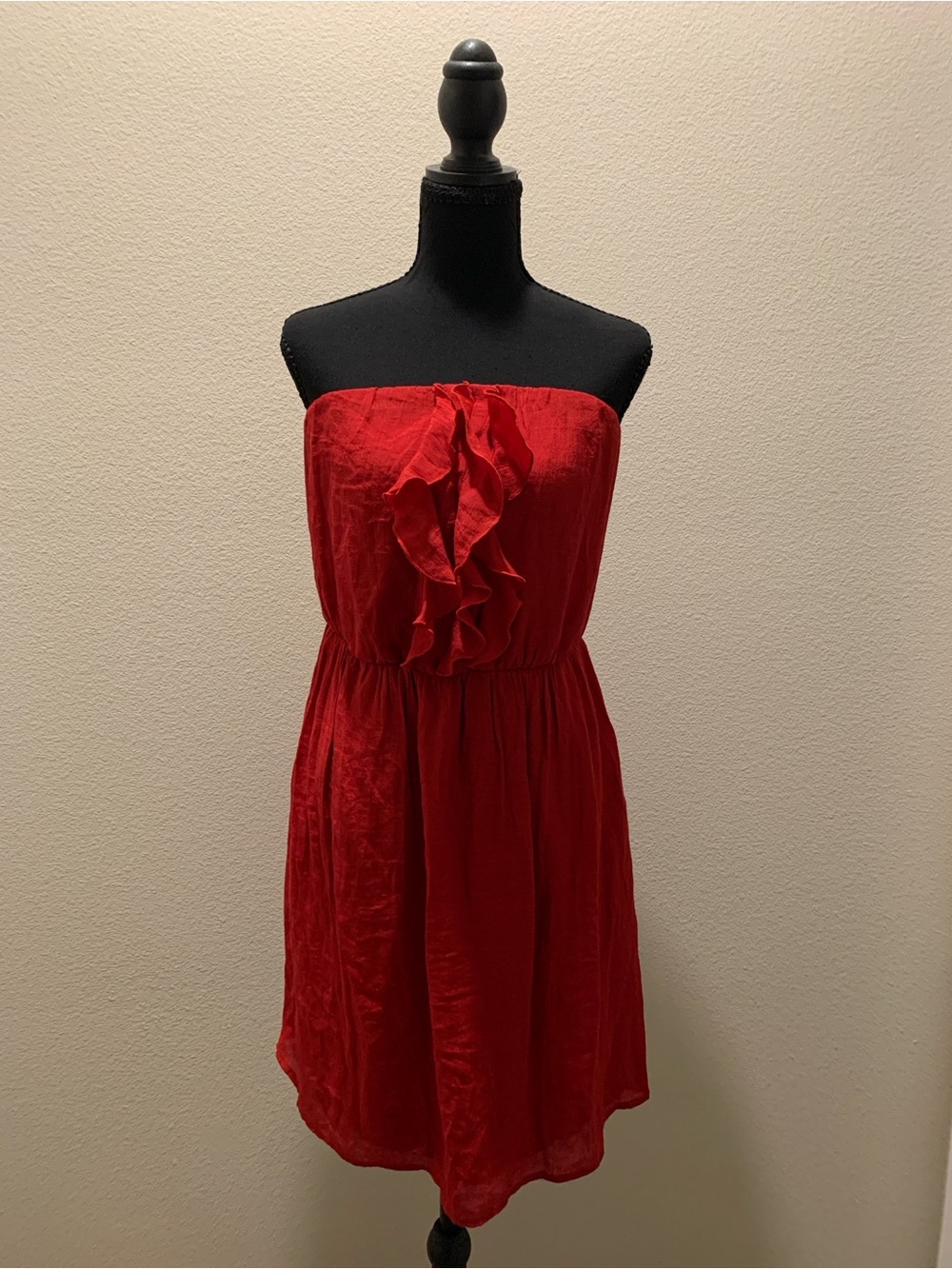 Maurices Red Strapless Ruffle Dress (Size M)